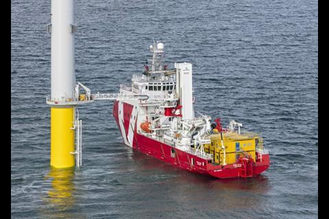 The gangway is held safely in place through a combination of motion compensation and the ship’s dynamic positioning. (Image copyright: Barge Master)